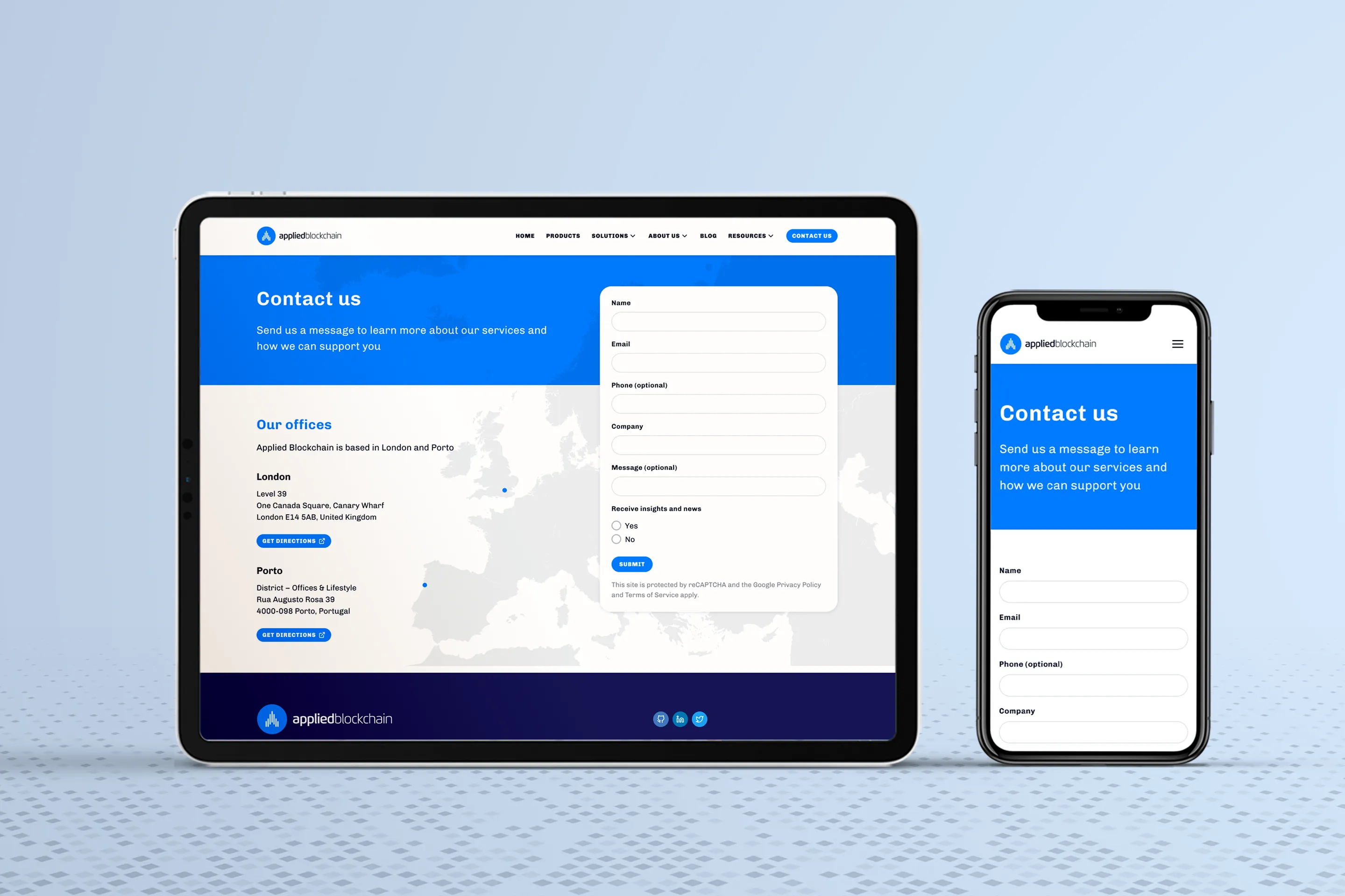 Applied Blockchain contact page