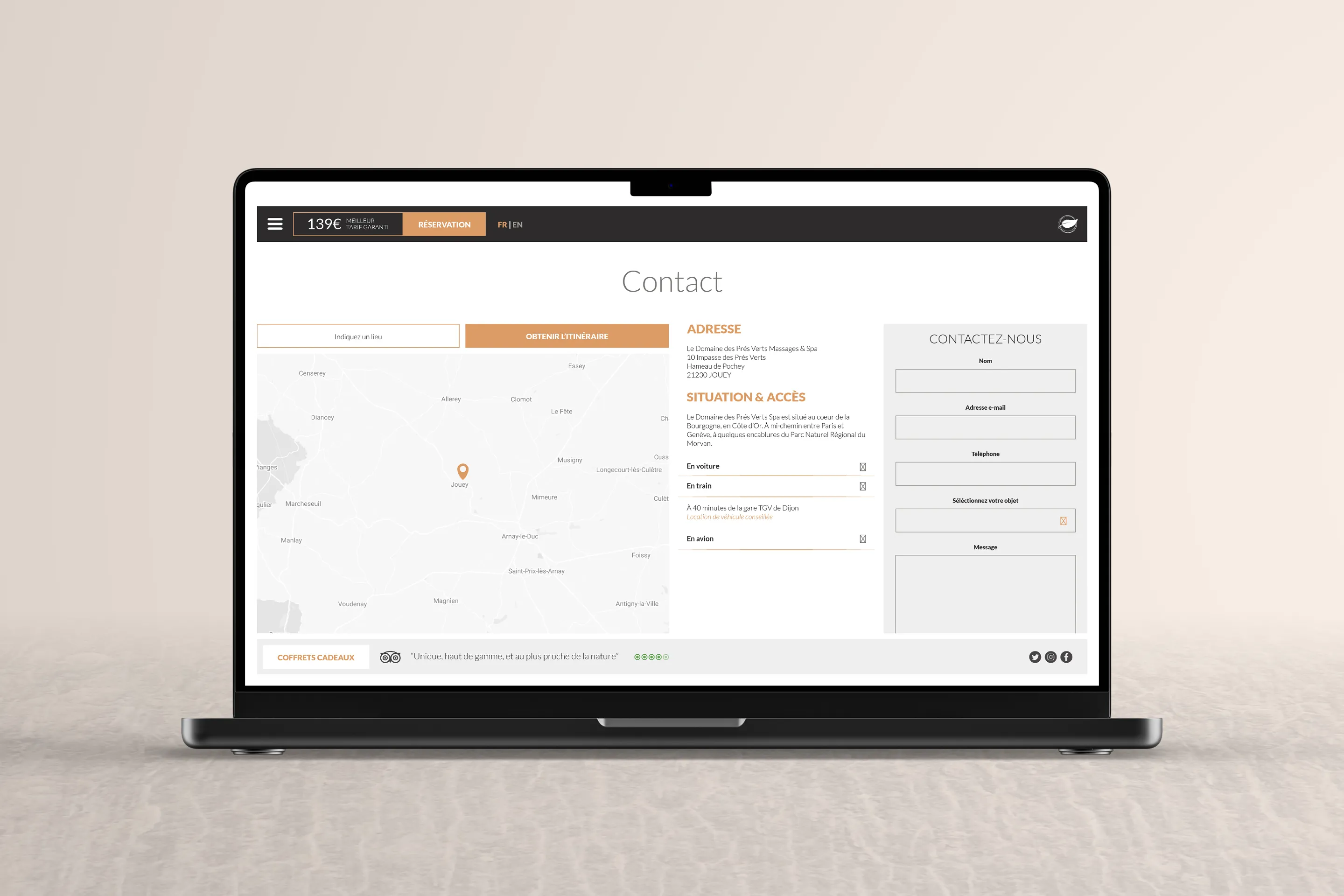 Le Domaine des Prés Verts contact page