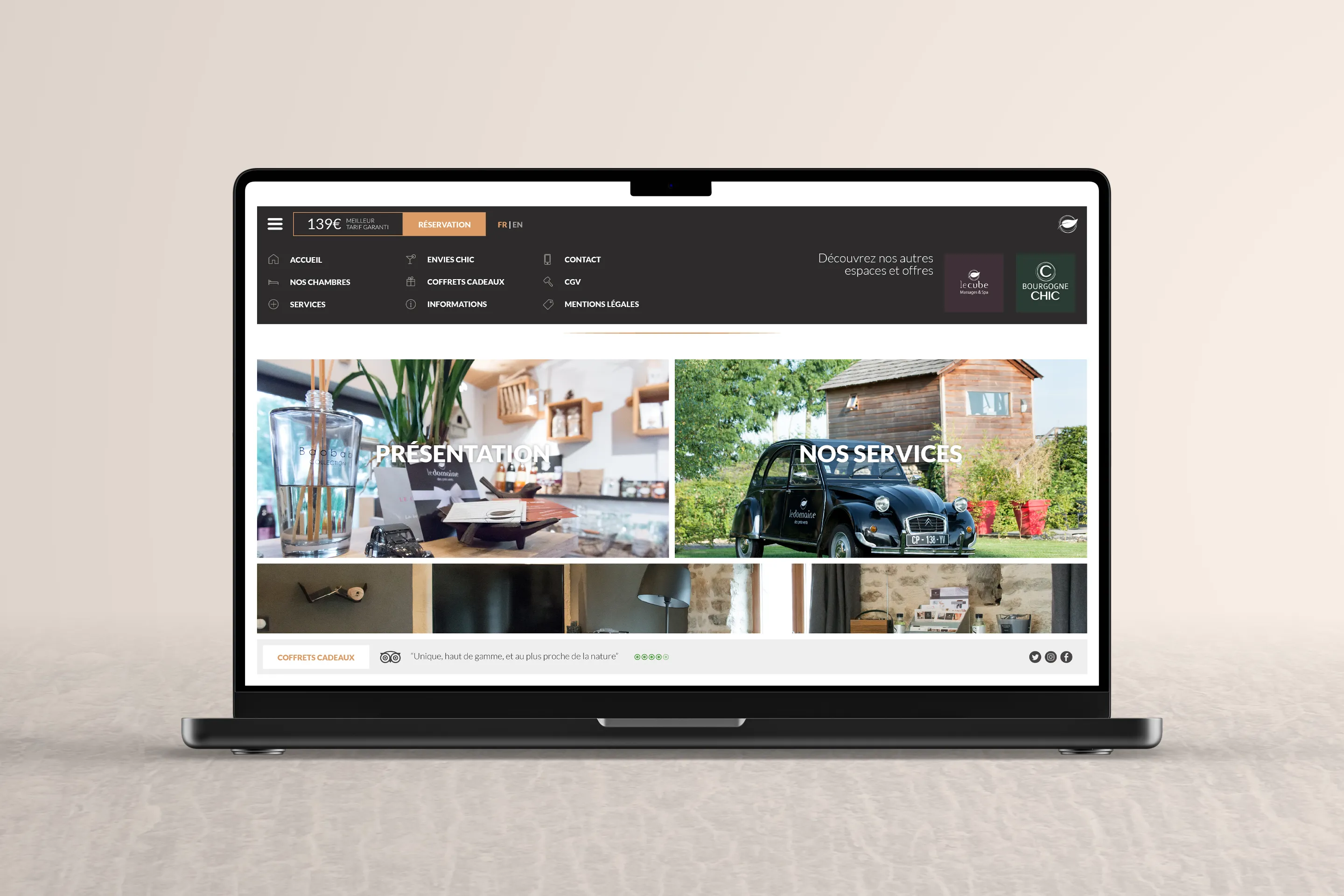 Le Domaine des Prés Verts menu page