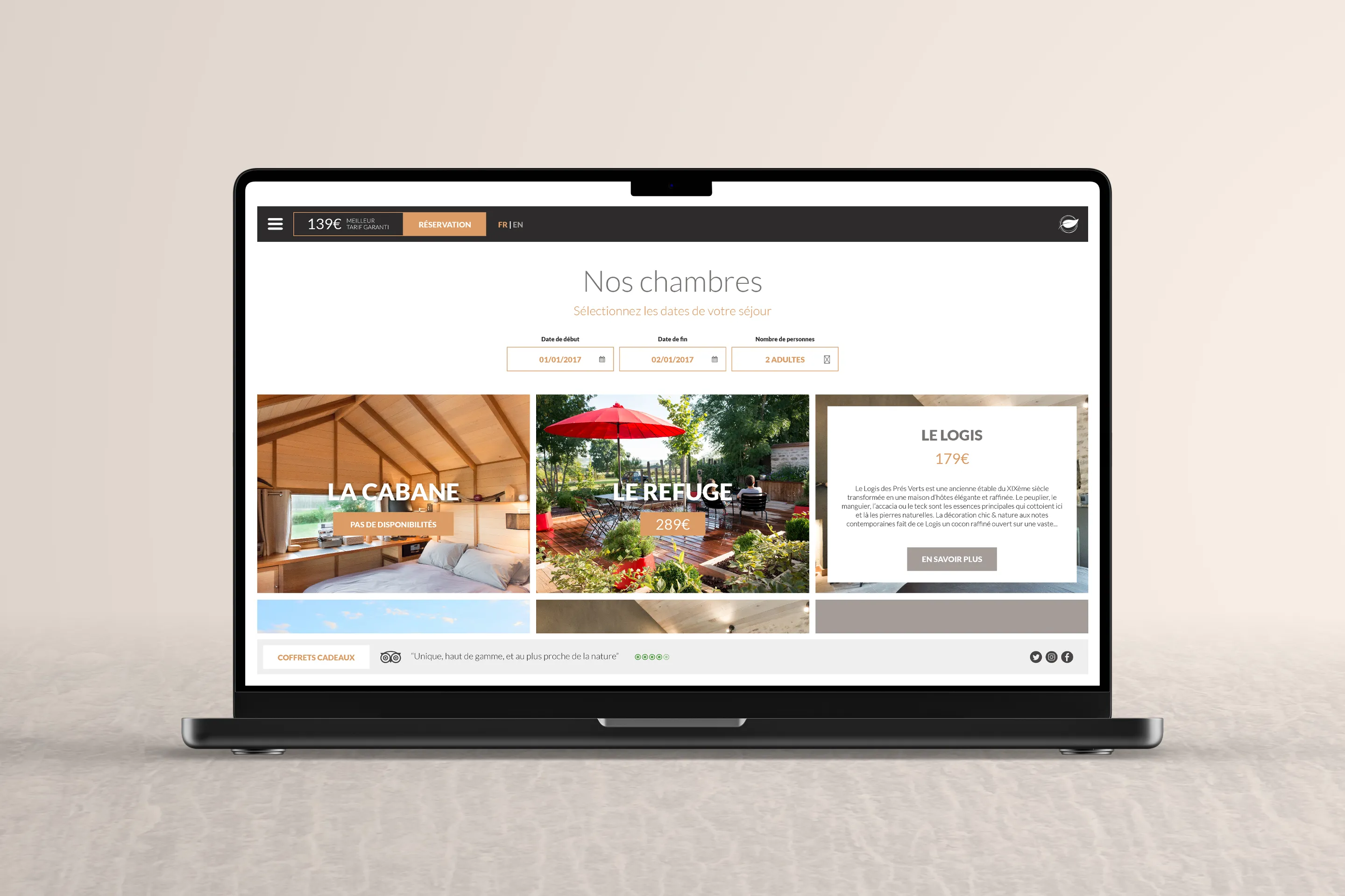 Le Domaine des Prés Verts rooms page