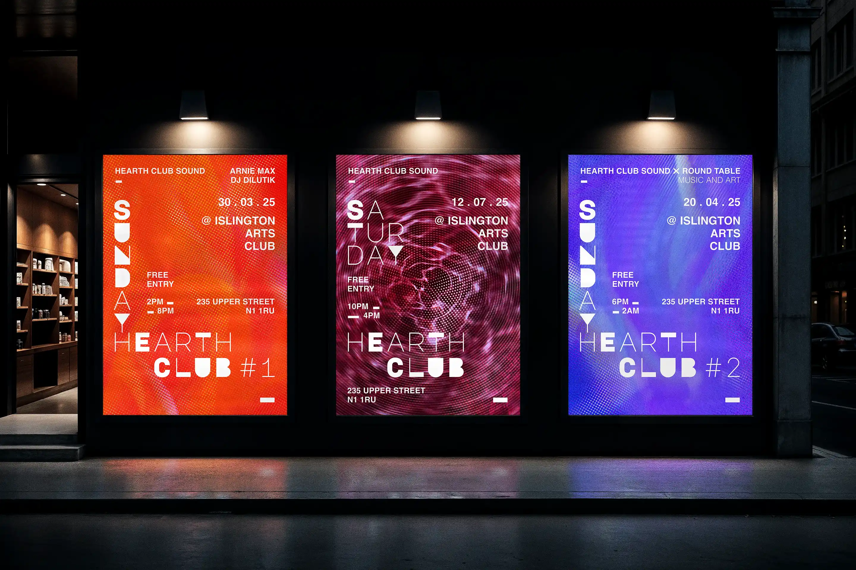 Collection of posters for the Sunday Hearth Club